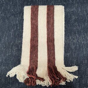 Ecuadorian 100% Wool Fringed Striped Scarf, Brown Stripes